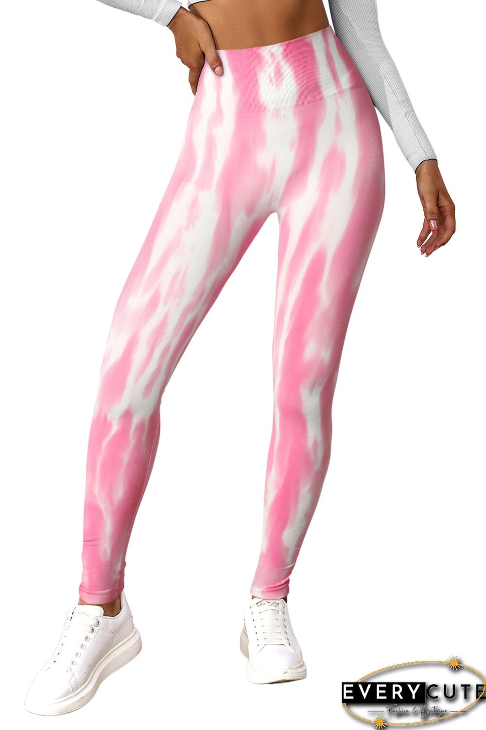 Pink Tie Dye Scrunched Active Pants
