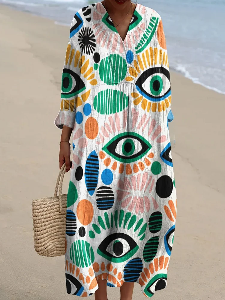 Women's Abstract Eye Art Print Dress