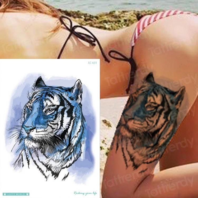 Tiger Skull Leopard dragon Waterproof Temporary Tattoo Sticker Wolf Animals Tattoos Body Art Arm Hand men Fake Tatoo Big Sexy