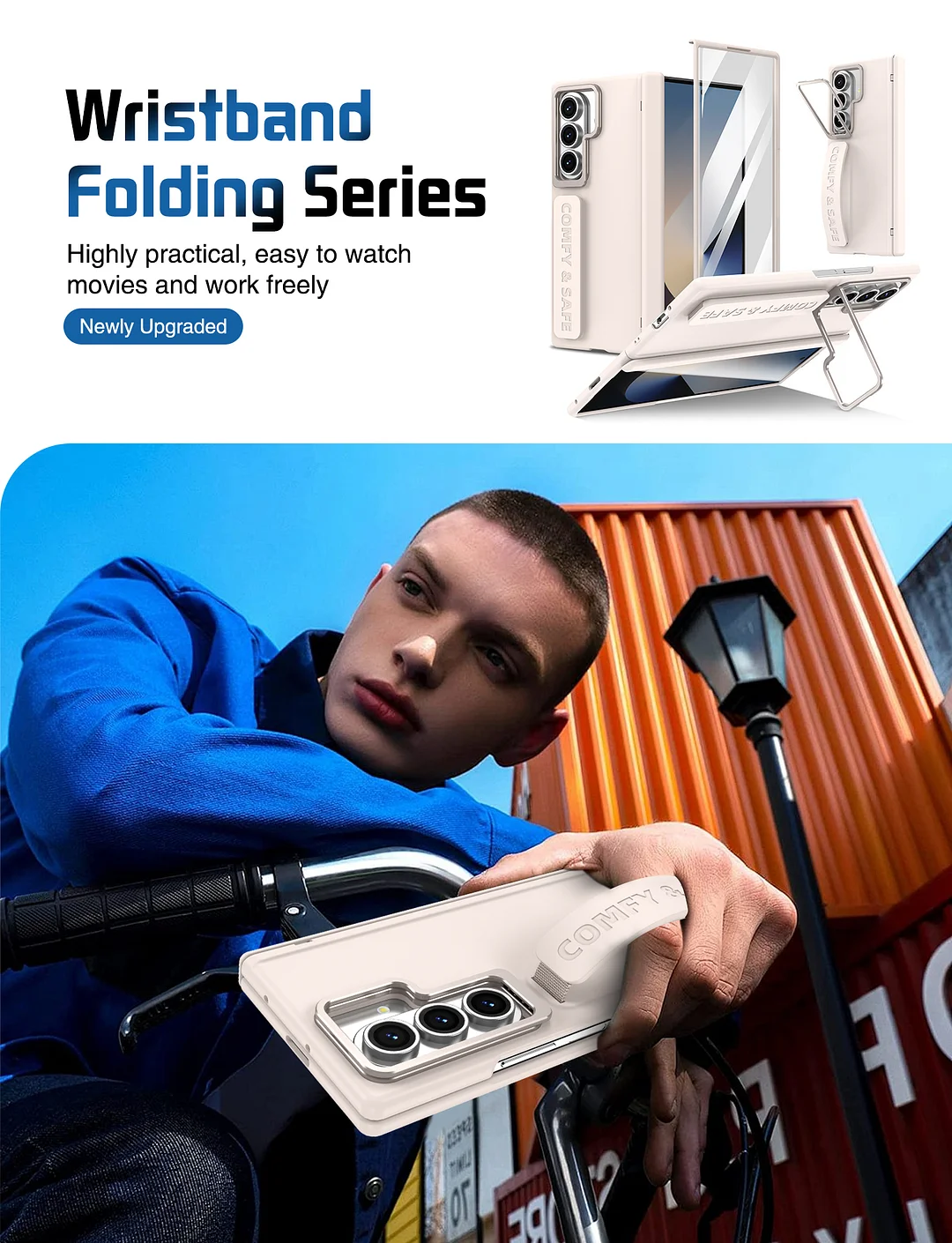 Samsung Galaxy Z Fold 7 Apricot Colour Case|With Tempered Film|Bracket Function--[GUCCLV]