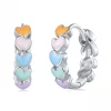 Dopamine Rainbow Heart Hoop Earrings 925 Sterling Silver