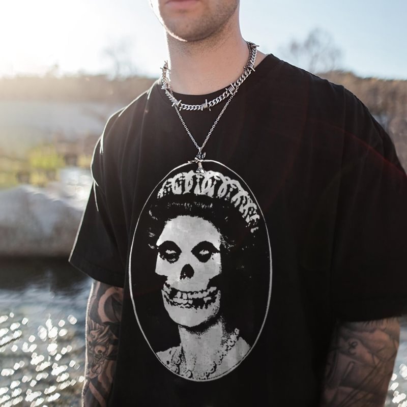 UPRANDY Skull girl print basic casual T-shirt -  UPRANDY