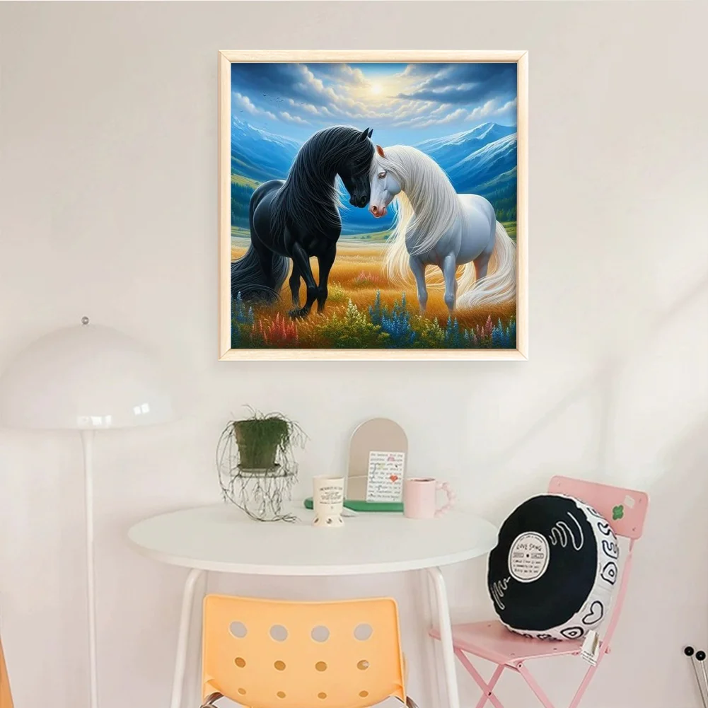 11CT Full Stamped Cross Stitch - Horses(Canvas|45*45CM)