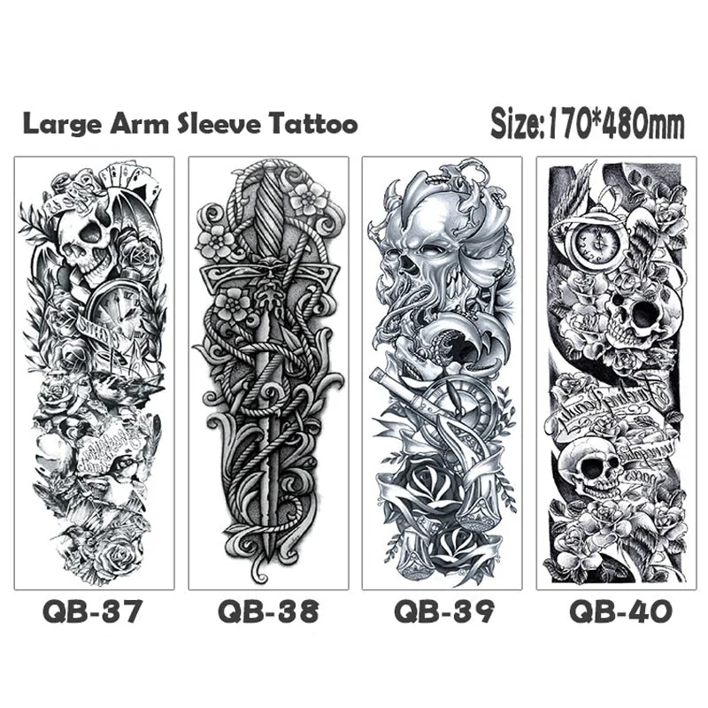 Body Art Arm Fake Sleeve Tattoos For Men Waterproof Wolf Tiger Chinese Dragon Sticker Temporary Fox Tattoo Waterproof Sleeves 303