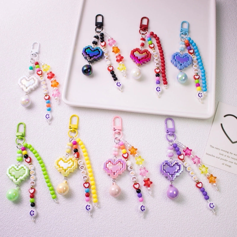 Cute Minimalist Star Heart Shape Arylic Unisex Bag Pendant Keychain