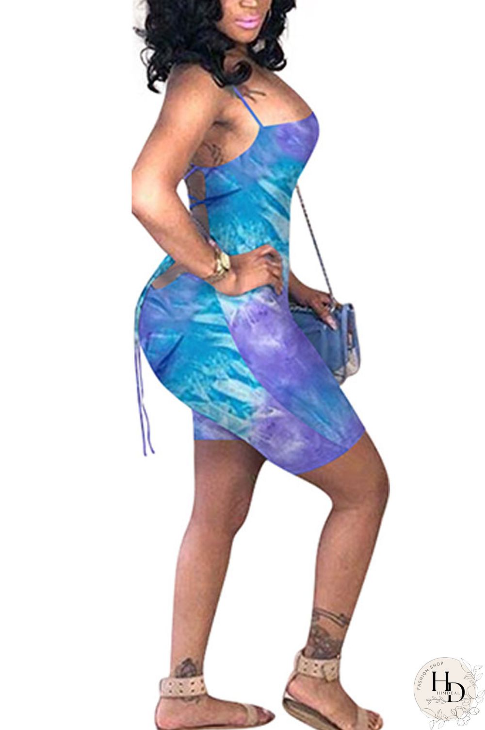 Green Fashion Sexy Coloured drawing Backless Polyester Sleeveless Slip Jumpsuits