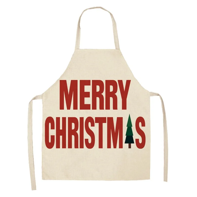 Linen Merry Christmas Apron Christmas Decorations for Home Kitchen Accessories Natal Navidad 2020 New Year Christmas Gifts