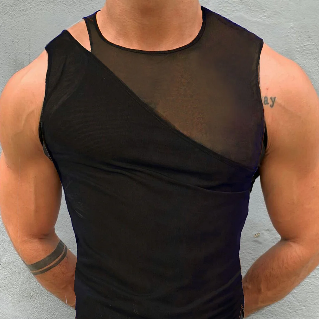 Men's Irregular Deconstructed Crop Sleeveless Top-inspireuse