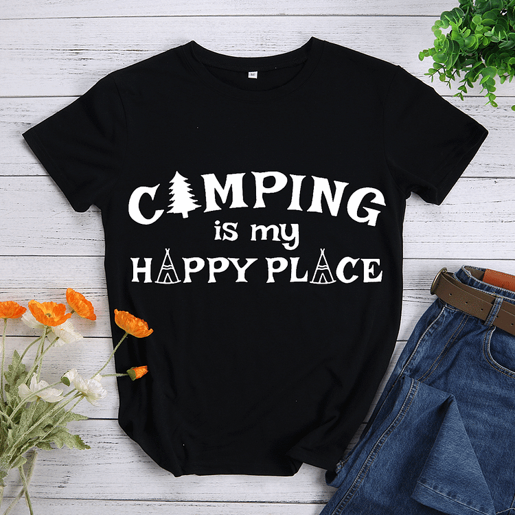 Camping is my happy place T-shirt Tee -05223-Annaletters