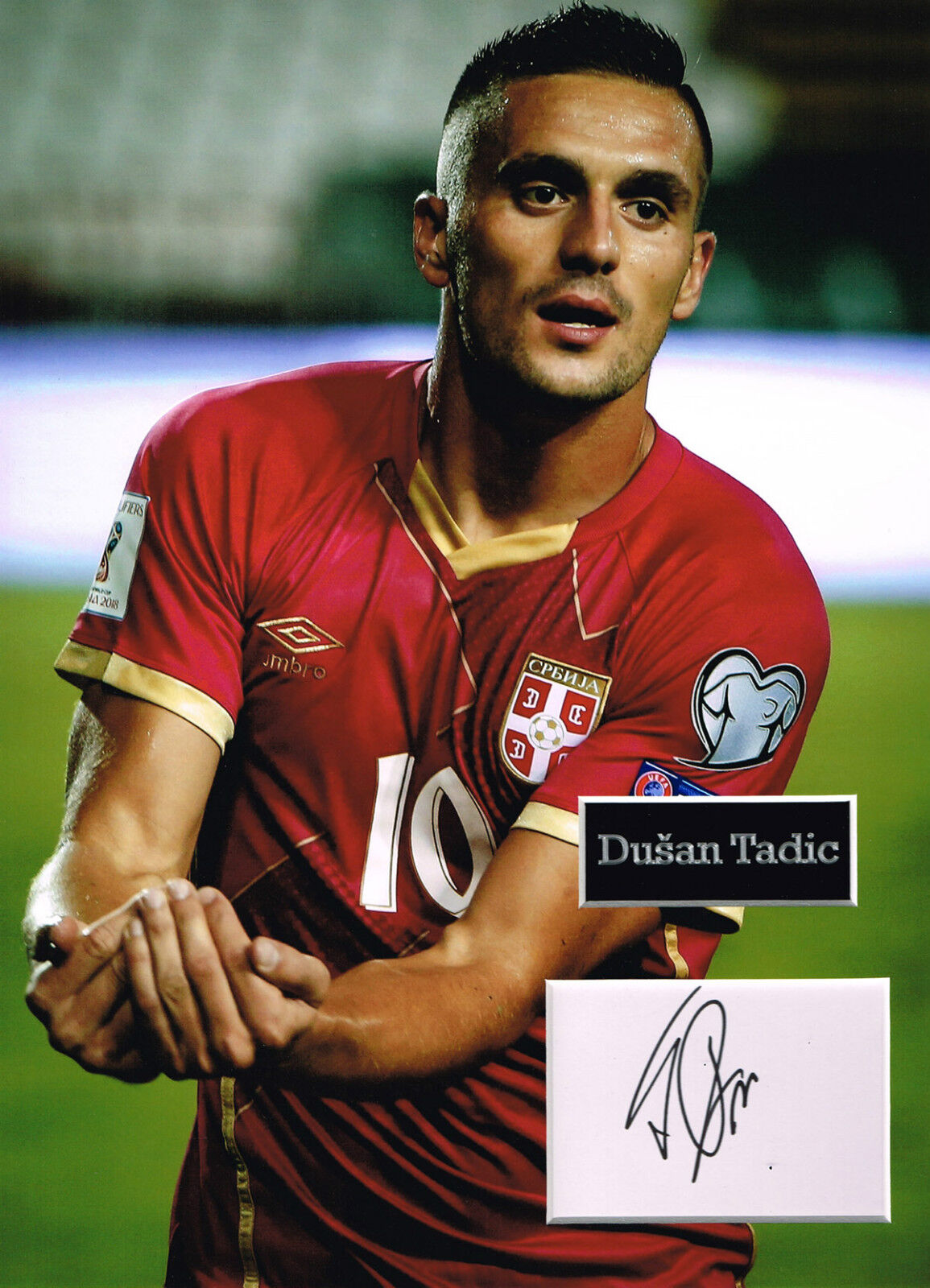 Dusan TADIC SIGNED Autograph 16x12 Photo Poster painting Mount AFTAL COA SERBIA