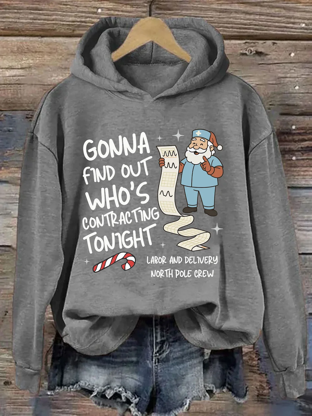 Ob-Gyn Santa: Christmas Contracting List Humor Hoodie