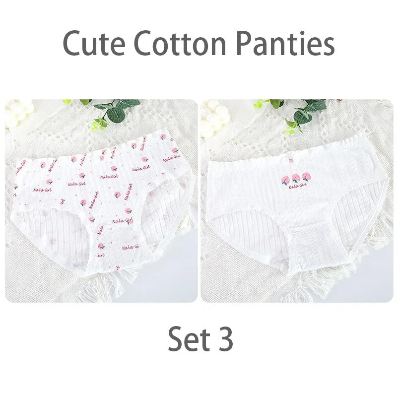 FINETOO Women's Sexy Lace Thongs G-string Underwear Cute Panties Briefs For Ladies T-back lingerie Cartoon Girls Pink Panty