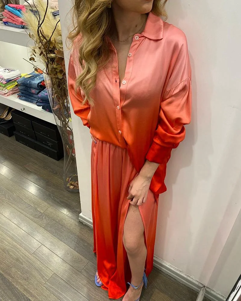 Two-piece suit in gradient colors