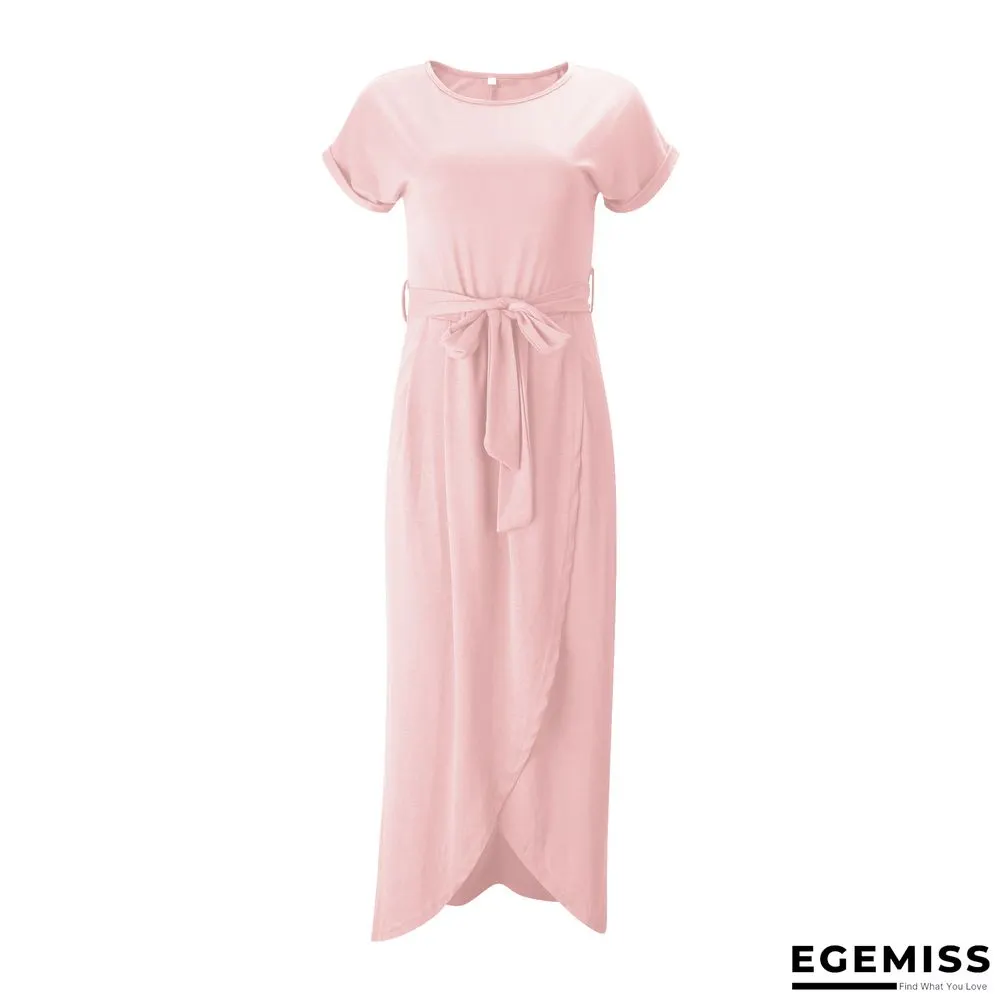Irregular Dress with Flat Round Neck In Solid Color | EGEMISS