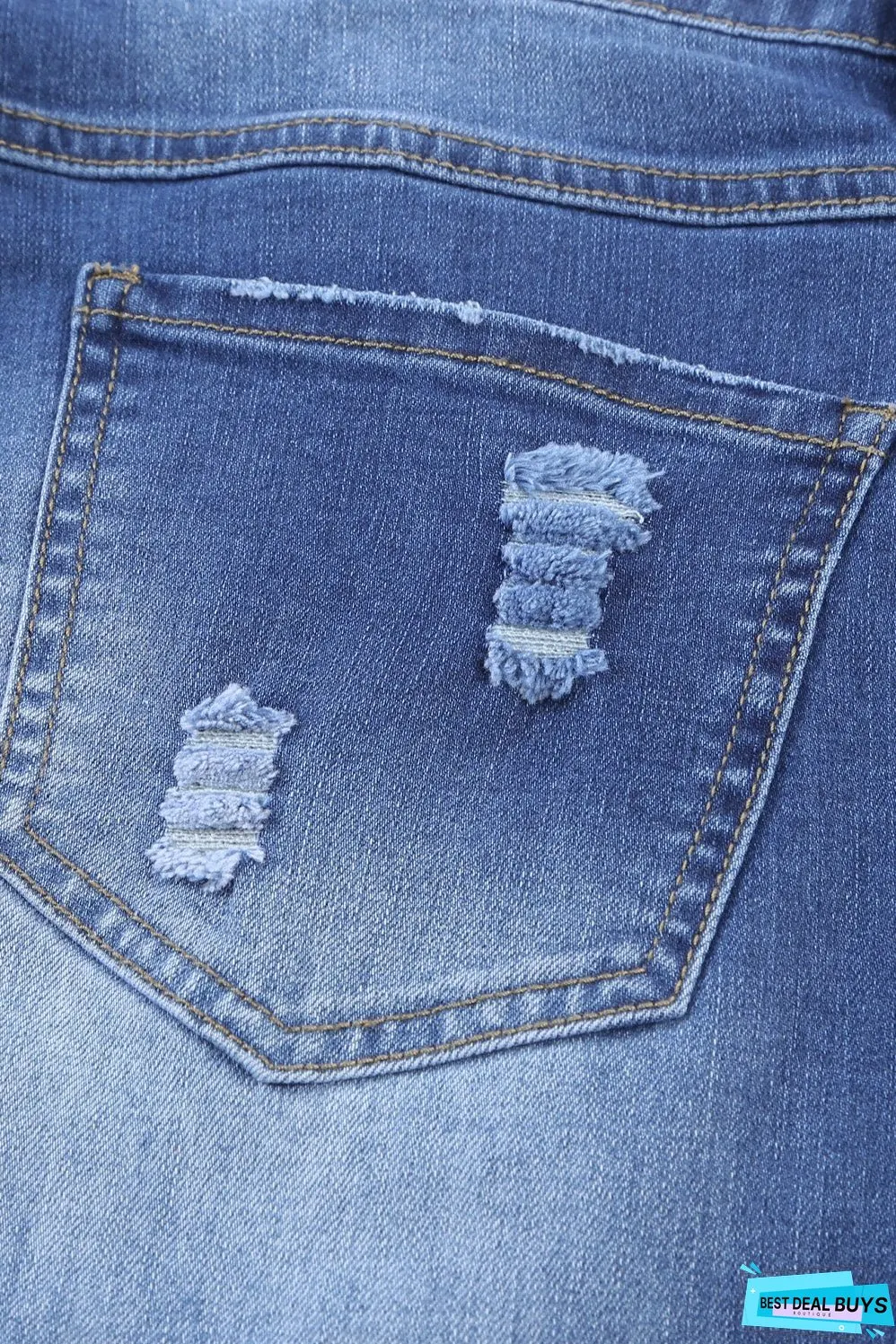 Fashion Blue Ripped Plaid Straight Legs Boyfriend Jeans