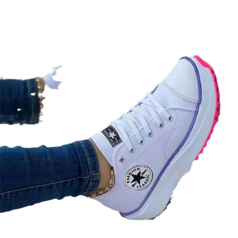 Breakj Breakj Spring New Low-Top Single Shoes Women's Thick-Sing Canvas Shoes Women's Canvas Pine Cake Bottoms Large Women's Shoes