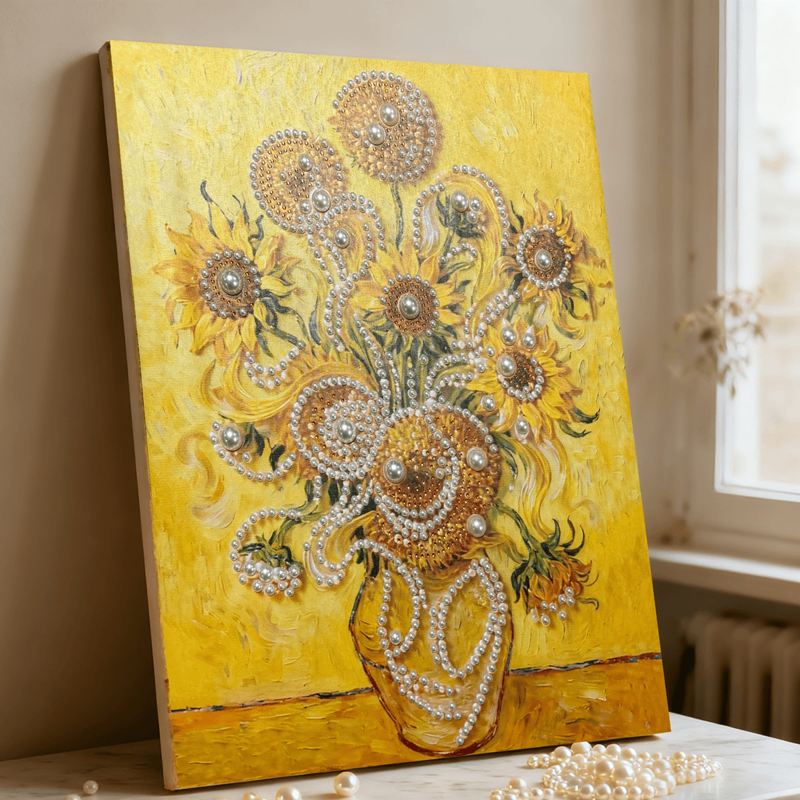 DIY Pearl Painting Art Kit, Oil Painting Style Beads Canvas With Frame 40*50cm
