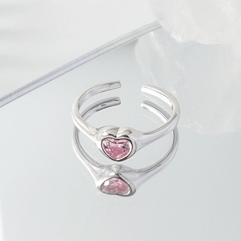 Copper Enamel Oval Butterfly Zircon Open Rings