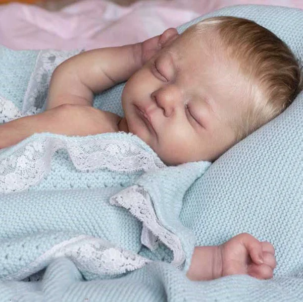 Truly Real Lifelike & Realistic Weighted Newborn 17" Lifelike Baby Dolls Handmade Blond Hair Reborn Sleeping Boy Alston -Creativegiftss® - [product_tag] RSAJ-Creativegiftss®