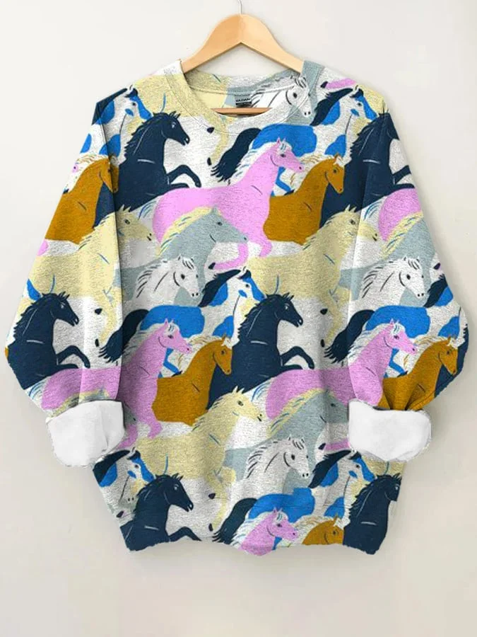 Western Vintage Print Long Sleeve Sweatshirt