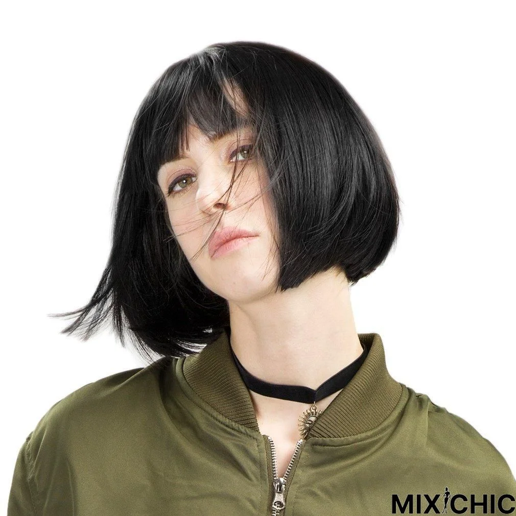 Short Wig Women's Air Bangs Short Hair Bobo Head Chemical Fiber Wig Head Cover