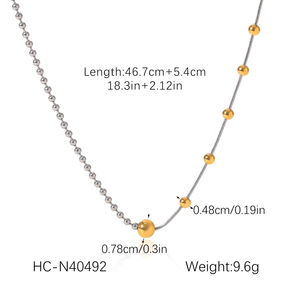 Color Matching Round Bead Necklace Tassel Y Chain 18K Gold Stainless Steel Clavicle Chain Titanium Steel Necklace