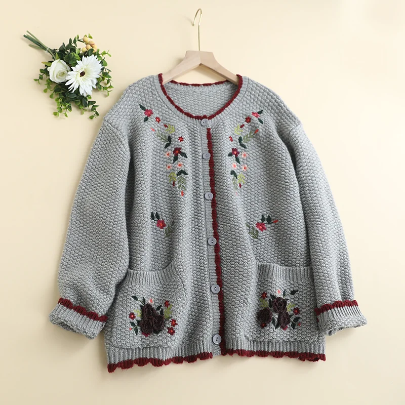 Chicfifth Sweater Women Winter Long Sleeve High Quality Autumn Vintage Top Knitted Cardigan