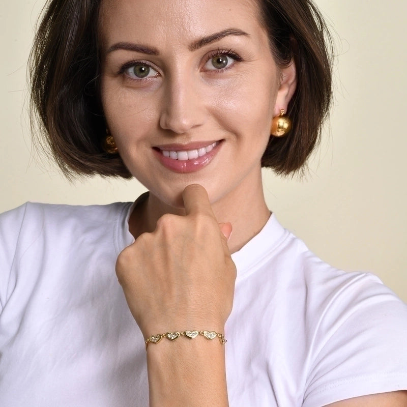 Brass Minimalist Metal Grain Zircon Bracelets