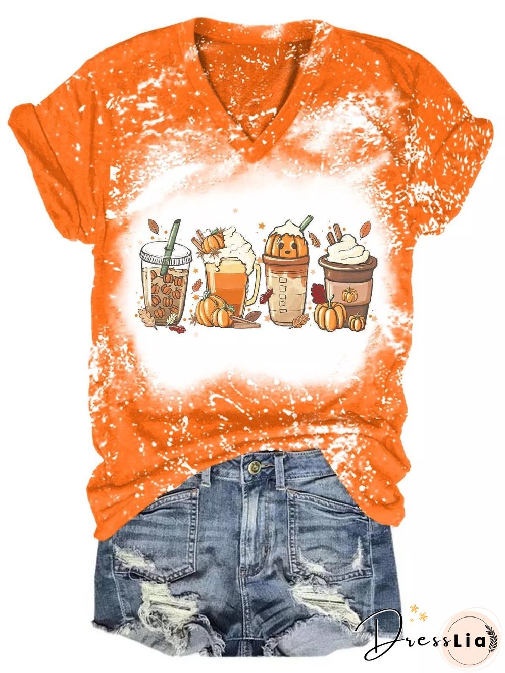 Halloween Cartoon Drinks Print Short Sleeve Tee