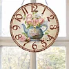 2D DIY Acrylic Blue Flower Diamond Painting Wall Clock Pendant w/ Clock Function
