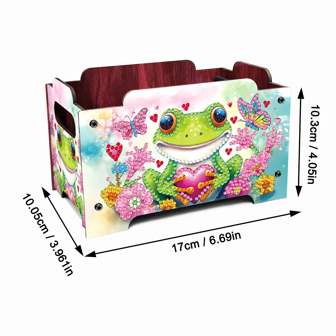 5D DIY Diamond Painting Art Decorative Storage Box Wood Storage Clutch (Frog)