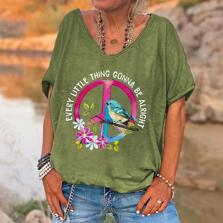 Every Little Thing Gonna Be Alright Print Women's V-neck T-shirt