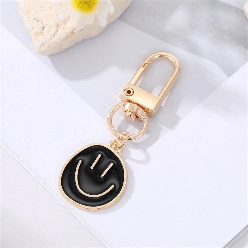 Fashion Alloy Colorful Oil Smiling Face Keychain Electroplated Gold Irregular Pendant Accessories