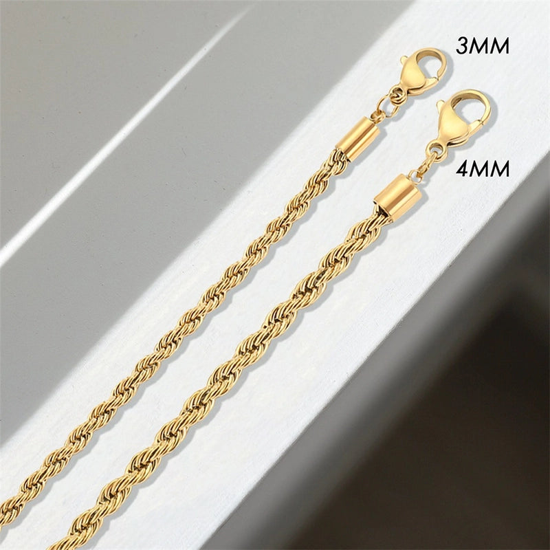 JUJIE Simple Stainless Steel Twist Chain Bracelet Ladies 14K Gold-plated Personalized Bracelet