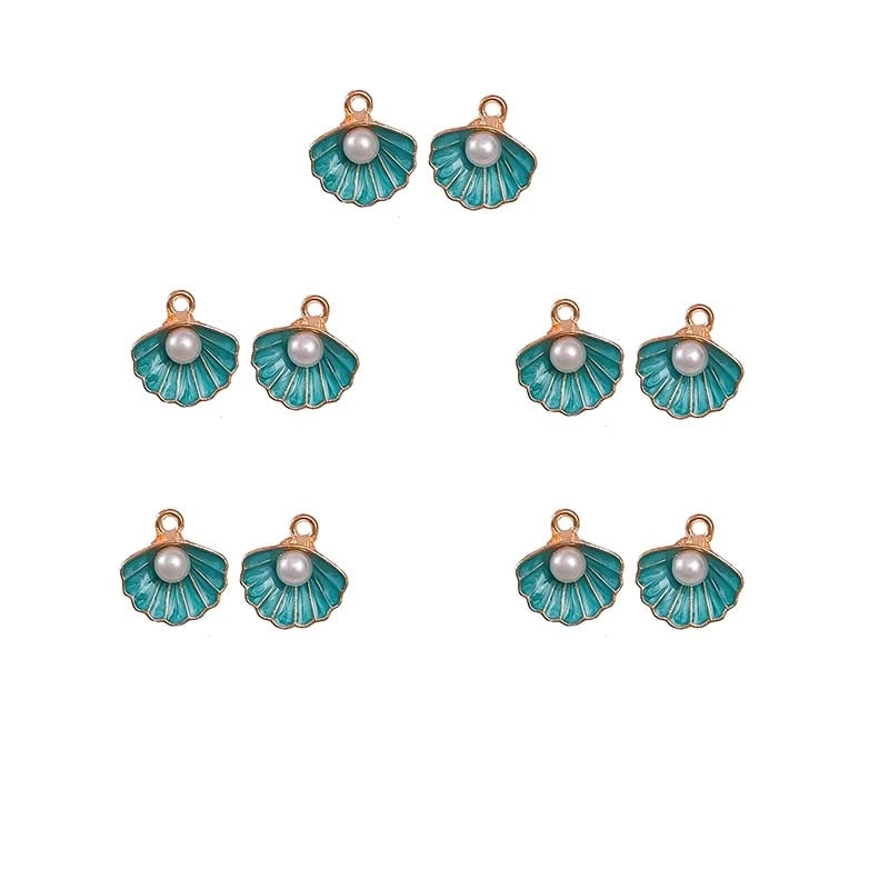 10 PCS/Package Aluminum-Magnesium Alloy Artificial Pearls KC Gold White Pearl Shell Jewelry Accessories Pendant