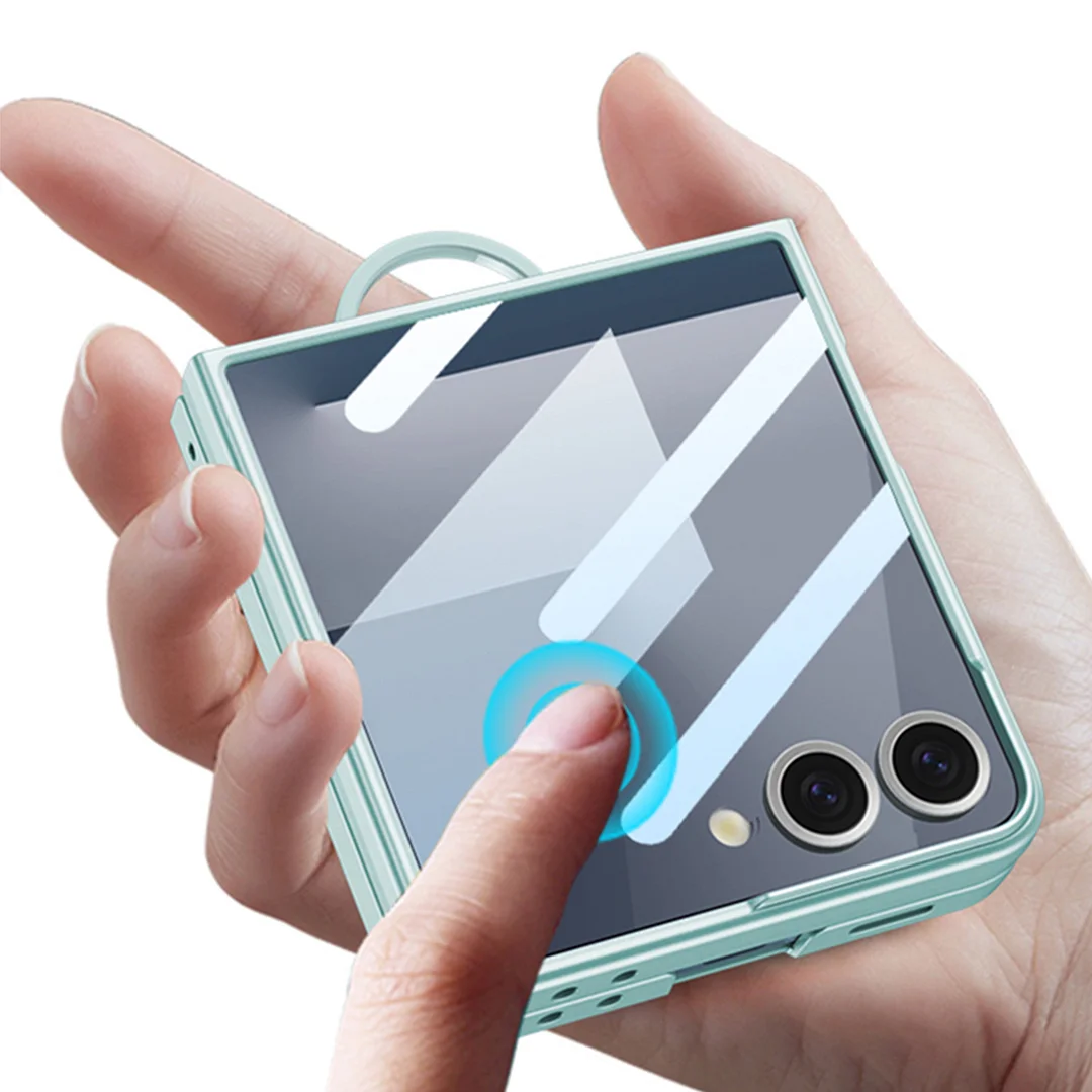 Suitable For Samsung Flip7 Mobile Phone Case Built-In Magnetic Case Film Integrated Flip7D Finger Ring Folding Screen Anti-Fall Protection Case
