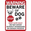 Warning Beware Of Dog No Trespassing Dog On Permises Stop Keep Gate Shut Do Not Enter Without Permission Or Owner Persent - Vintage Metal Signs - 20*30cm/30*40cm - Warning