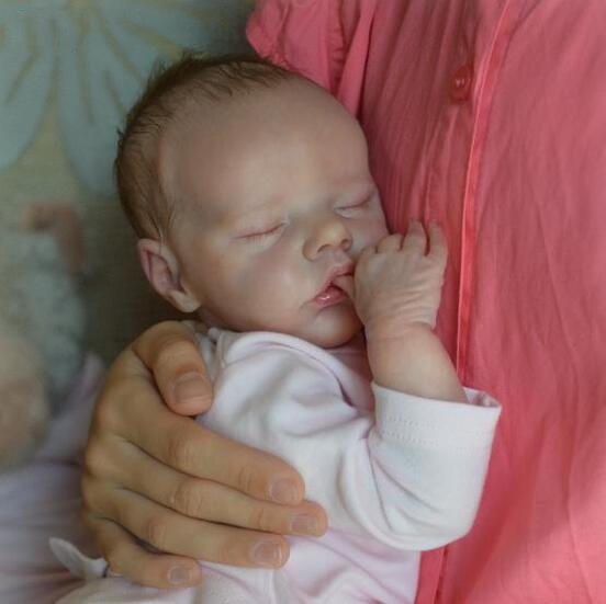 [Real Life Reborn Baby Dolls] 17“Named Macy Silicone Reborn Baby Doll with Rooted Hair
