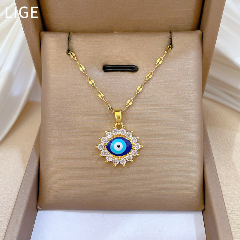 Oval Eyes Banquet Wedding Necklace Female Versatile Clavicle Chain Titanium Steel Chain