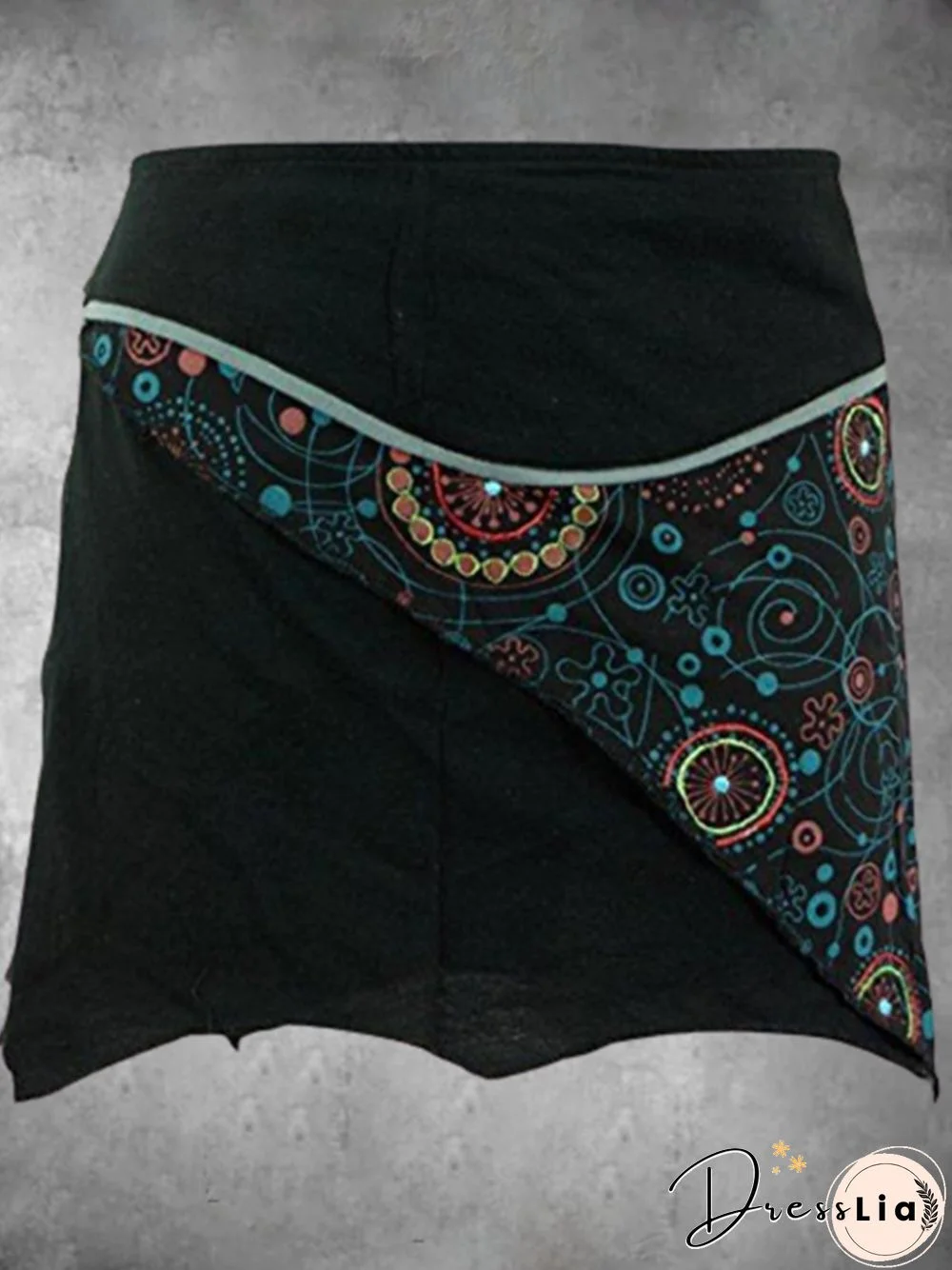 Plus Size Vintage Tribal Cotton-Blend Skirt
