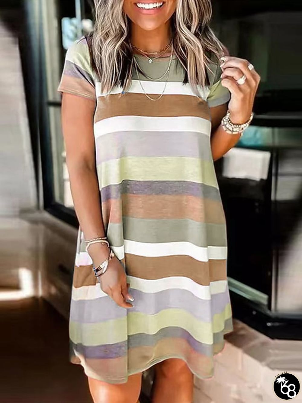 Women's T Shirt Dress Tee Dress Shift Dress Swing Dress Midi Dress Yellow Red Blue Short Sleeve Pure Color Patchwork Spring Summer Crew Neck Casual 2024 S M L XL XXL 3XL | 168DEAL