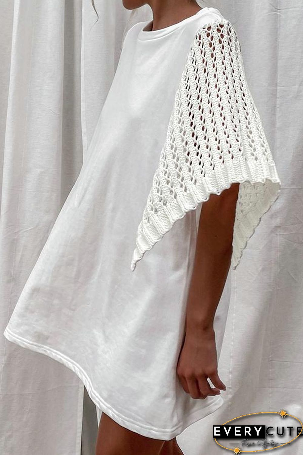 Street Round Neck Straight Cut Mini Dress P15515