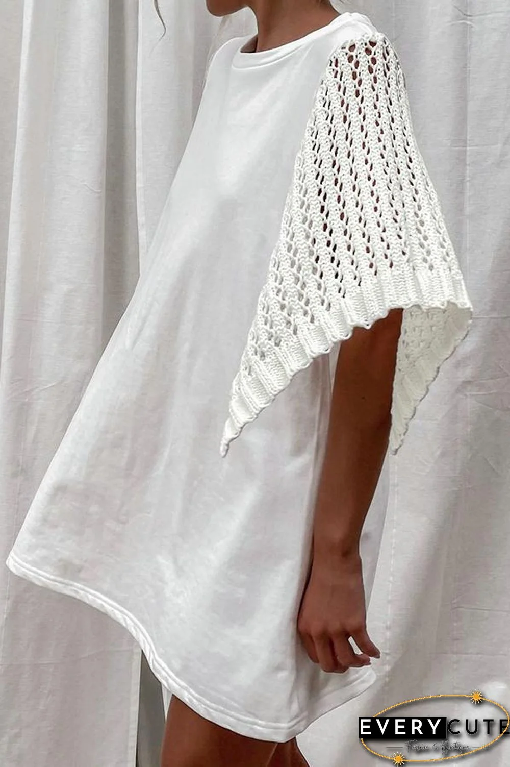 Street Round Neck Straight Cut Mini Dress P15515