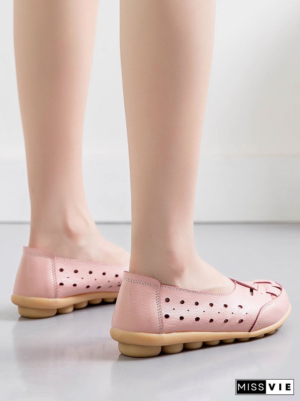 Hollow Leather Soft Sole Shoes