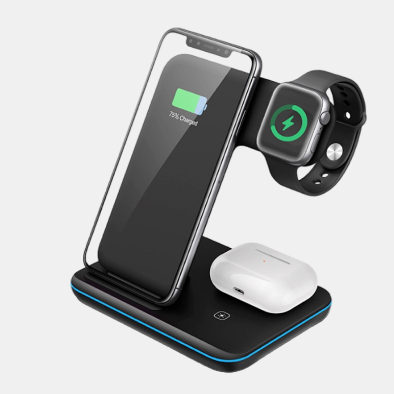 Wireless Charging Station 3 in 1 Wireless Charger Stand PD15W Fast Wireless Charging Dock for iPhone iWatch Airpods Samsung Huawei 