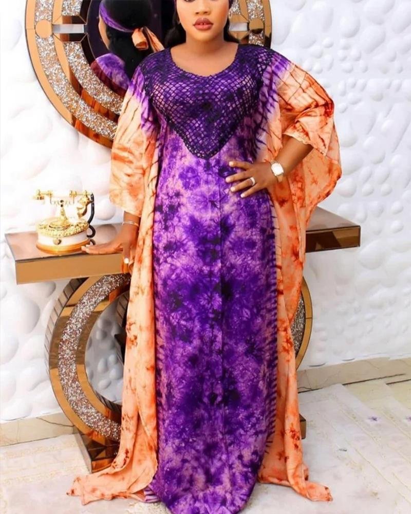 Plus Size Casual V-Neck Print Dress