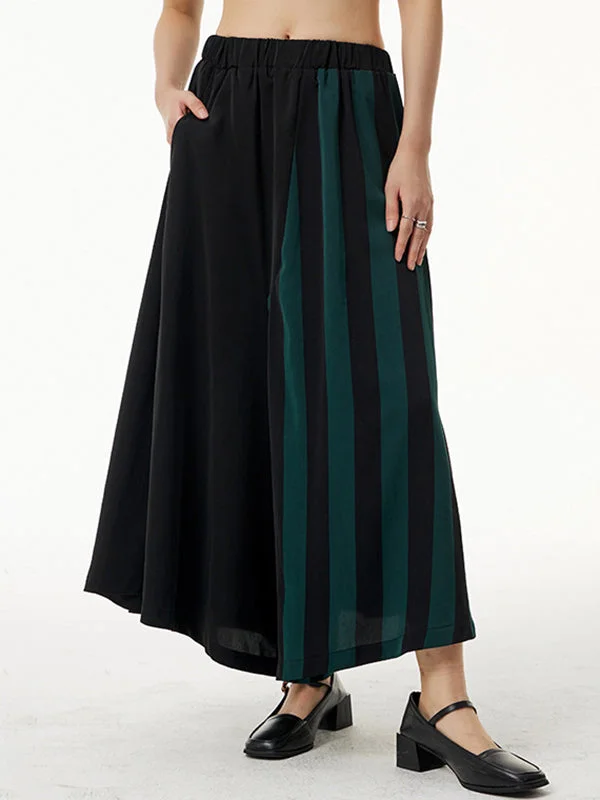 Loose Casual Contrast Color Striped Wide Leg Pants