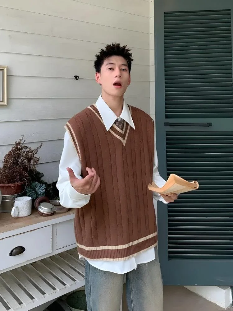 Brownm Knit Sweater Vest