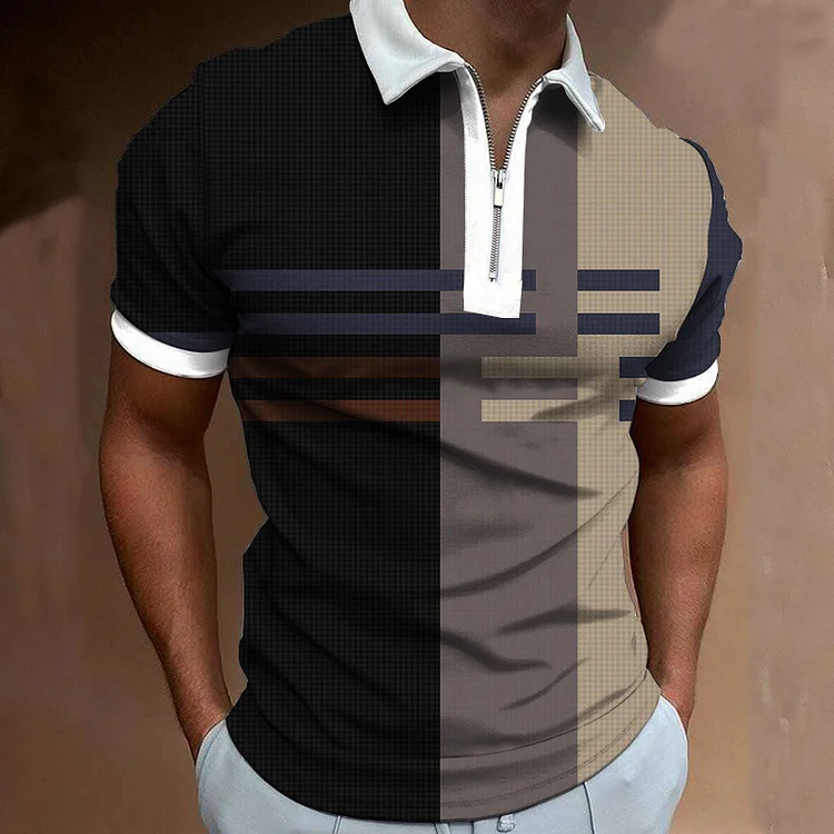BrosWear Men'S Fashion Colorblock Polo Shirt
