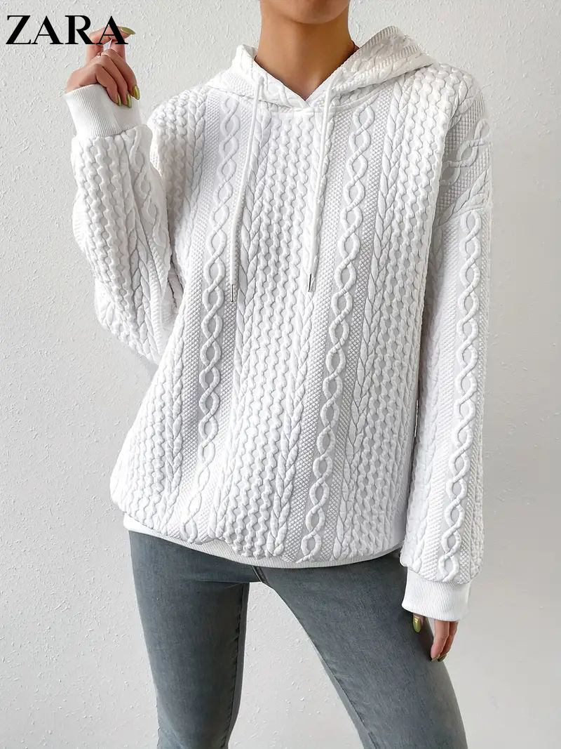 Zara 2023-as új divatos női kapucnis kötött pulóver
